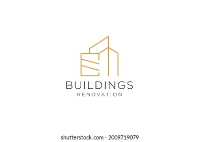 Letter E for Real Estate Remodeling Logo. Construction Architecture Building Logo Design Template.