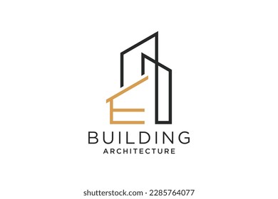 Letter E for Real Estate Remodeling Logo. Construction Architecture Building Logo Design Template.