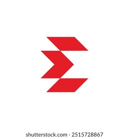 letter e red arrow simple geometric logo vector 