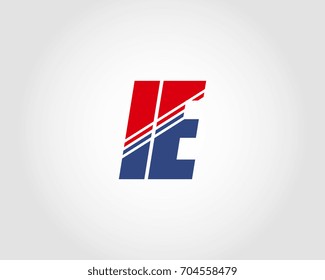 Letter I and E red and blue combination logo