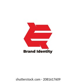 vector de diseño de movimiento geométrico de letra e rojo