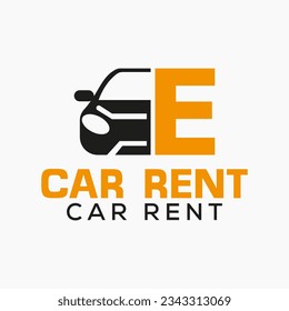 Letter E Rent Car Logo Design Template. Automotive Car Logo Symbol