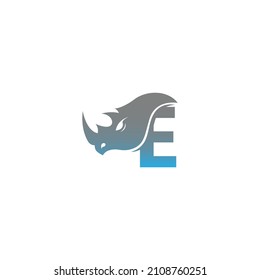 Letter E with rhino head icon logo template vector