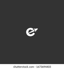 letter e rocket logo design