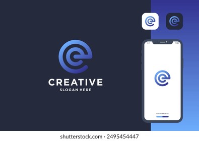 letter e rounded logo design