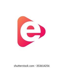 Letter E Rounded Triangle Shape Icon Logo Orange Red