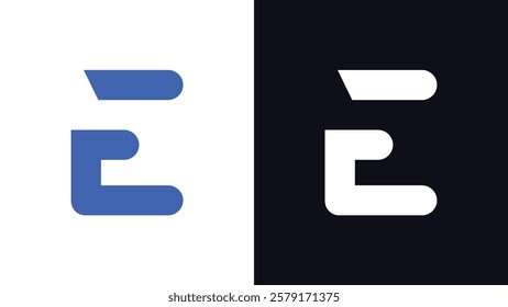 Letter E Rounded Typography Minimal Logo with Wide Cut