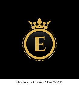 Letter E royal crown luxury logo design