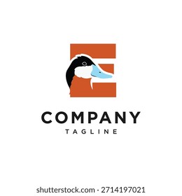 Letra E Ruddy Duck ícone de logotipo vetor