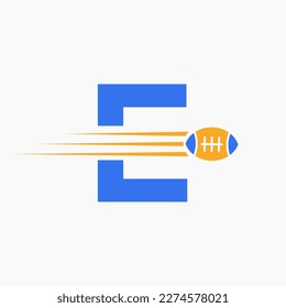 Letter E Rugby, Football Logo Combine With Rugby Ball Icon For American Soccer Club Symbol