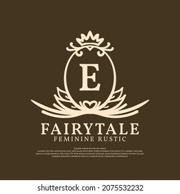 letter E rustic vector logo design for natural beauty care, restaurant, hotel and cottage