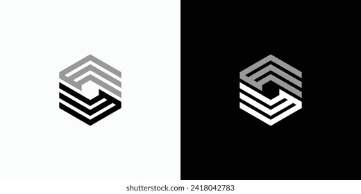 Letra E S diseño de logotipo vectorial de forma de línea hexagonal.