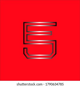 Letter E and S monogram square shape logo gray