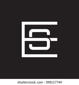 letter E and S monogram square shape logo white black background