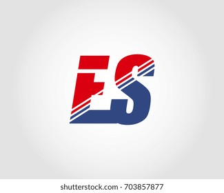 Letter E and S red and blue combination logo