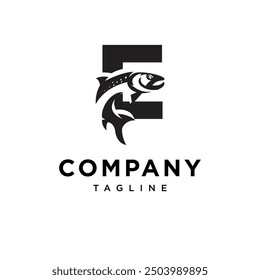 Letter E Salmon Fish logo icon vector