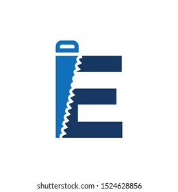 Letter E Saw Construction, Renovation and Repairs Logo Design