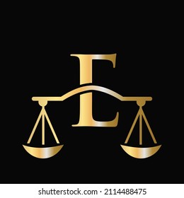 Letter E Scale Attorney Law Logo Design. Initial Pillar, Law firm, Attorney Sign Design On Letter E Concept Template