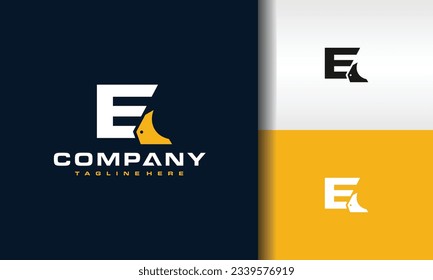 letter E scoop bulldozer logo