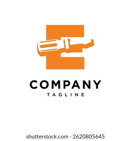 Letter E Screwdriver Logo Icon Vector