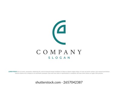 letter e semicircle minimal logo