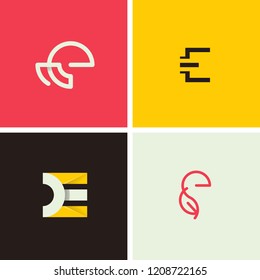 Letter E Set Colorful Creative Abstract Business Logo