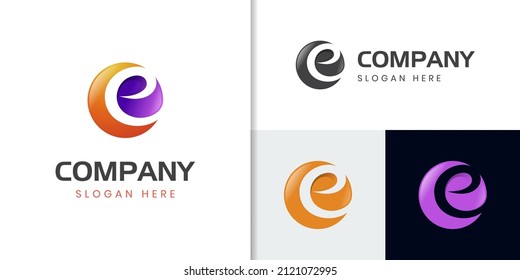 letter E shape abstract circle logo element for technology vector icon symbol