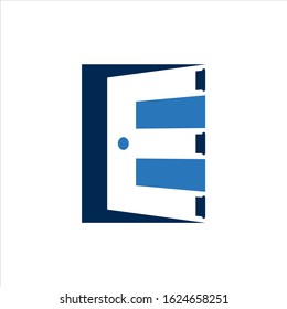 The letter E with the shape of the door, logo, vector, template, illustration.