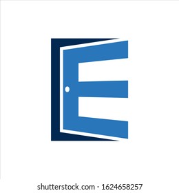 The letter E with the shape of the door, logo, vector, template, illustration.