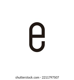 Letter e shaped capsule geometric symbol simple logo vector