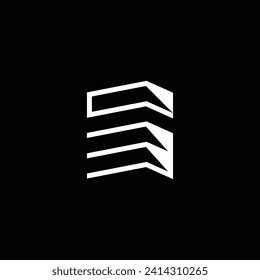Letter E Shaped into modern building logo