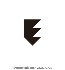 Letter E shield, electric geometric symbol simple logo vector