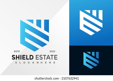 Letter E Shield Estate Logo Design Vector illustration template