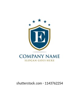 Letter E shield logo design vector