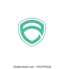 letter E shield minimalist logo design 