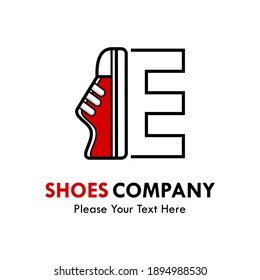 Letter e with shoes logo template illustration. suitable for brand, identity, emblem, label or shoes shop