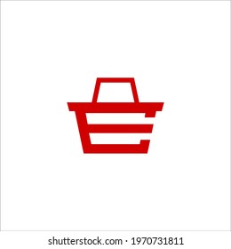 letter E shop bag logo design vector sign