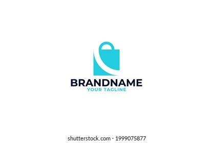 Letter e with shopping bag symbol sign logo