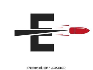Logo-Vektorgrafik-Vorlagenkonzept für den Verteidigungstyp Buchstabe E