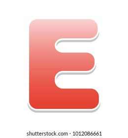 Letter E sign design template element. Vector. Reddish icon with white and gray shadow on white background. Isolated.