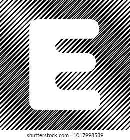 Letter E sign design template element. Vector. Icon. Hole in moire background.