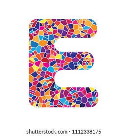 Letter E sign design template element. Vector. Stained glass icon on white background. Colorful polygons. Isolated.
