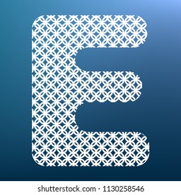 Letter E sign design template element. Vector. White textured icon at lapis lazuli gradient background.