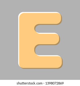 Letter E sign design template element. Emboss effect with light orange icon on gray background.