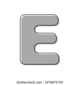 Letter E sign design template element. Black line icon with gray shifted flat filled icon on white background. Illustration.