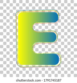Letter E sign design template element. Blue to green gradient Icon with Four Roughen Contours on stylish transparent Background. Illustration.