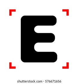 Letter E sign design template element. Black icon in focus corne