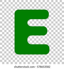 Letter E sign design template element. Dark green icon on transparent background.