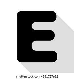 Letter E sign design template element. Black icon with flat style shadow path.