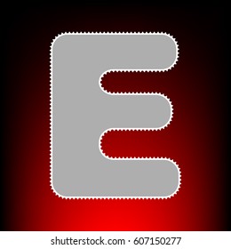 Letter E sign design template element. Postage stam or old photo style on red-black gradient background.